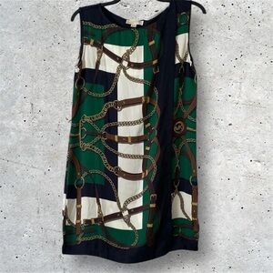 Michael Kors Black and Green Sheath Dress